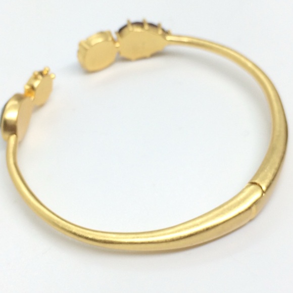 KATE SPADE PERFECTLY IMPERFECT GOLD TONE OPEN HINGED CUFF MULTI COLOR STONES - Picture 10 of 13